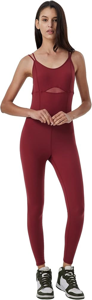 Women’s Bodysuit Sleeveless Bodycon Rompers Backless Cross Jumpsuit Sports Gym Workout Butt Lif... | Amazon (US)