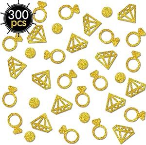 Gold Confetti (300Pcs) Diamond ring confetti Glitter Confetti Wedding Table Decoration Party Tabl... | Amazon (US)