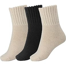 BomKinta Boot Socks for Women Winter Solid Thick Warm Socks Cozy Crew Socks Christmas Gift | Amazon (US)