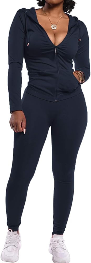 PRETTYGARDEN Women's Two Piece Tracksuit Set Long Sleeve Zipper Hoodie Jacket with Sweatpants Swe... | Amazon (US)