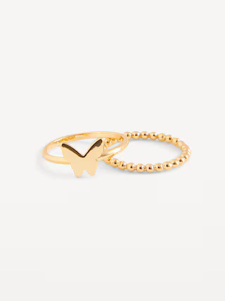 Real Gold-Plated Band Rings 2-Pack for Women | Old Navy (US)