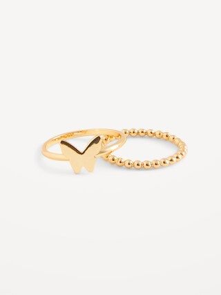 Real Gold-Plated Band Rings 2-Pack for Women | Old Navy (US)