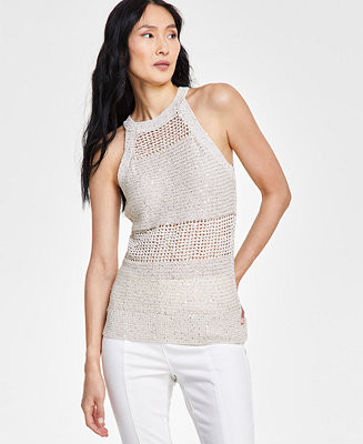 I.N.C. International Concepts Women's Roving Sequin Crochet Sweater Tank Top, Created for Macy's ... | Macy's