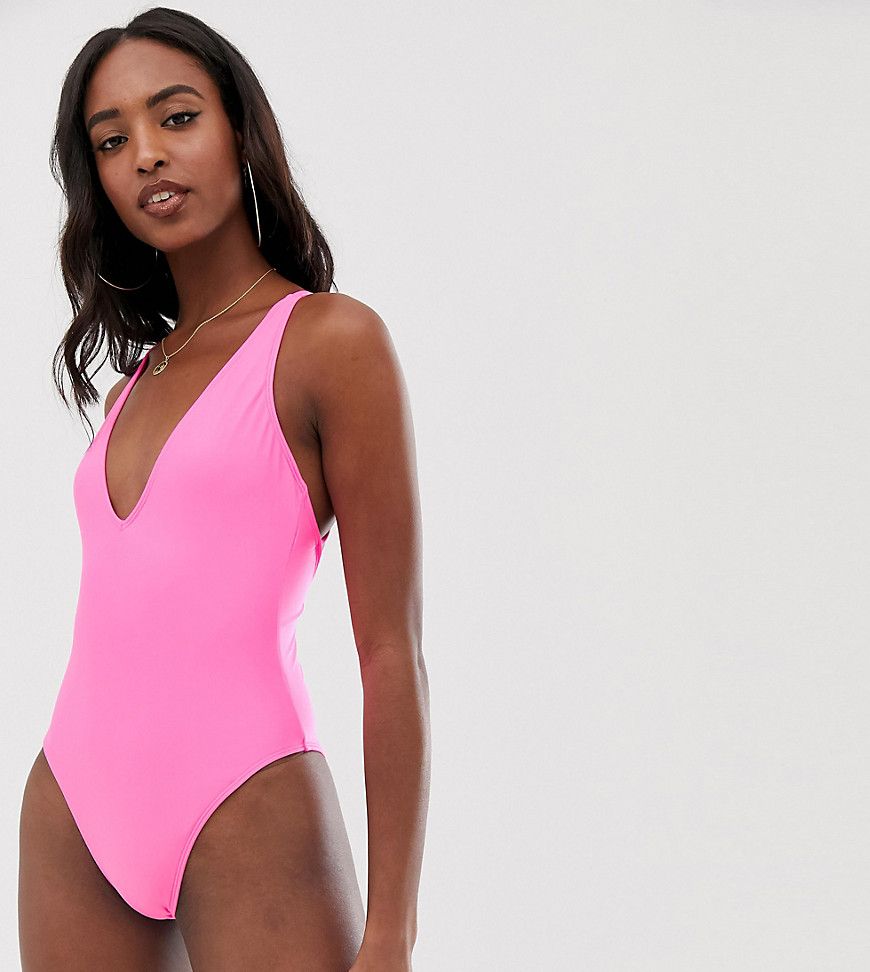 ASOS DESIGN Tall Strappy Ring Back Swimsuit - Pink | ASOS US