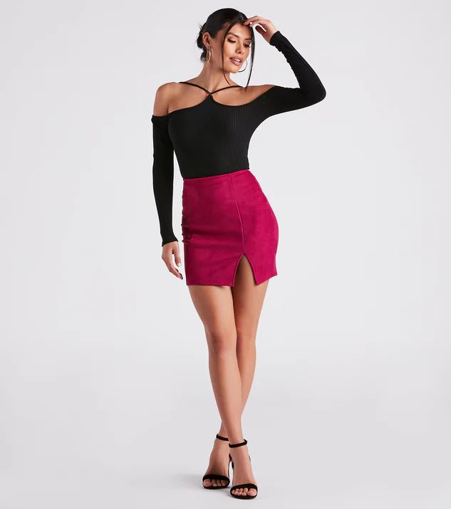 Fashionista High Waist Faux Suede Mini Skirt | Windsor Stores