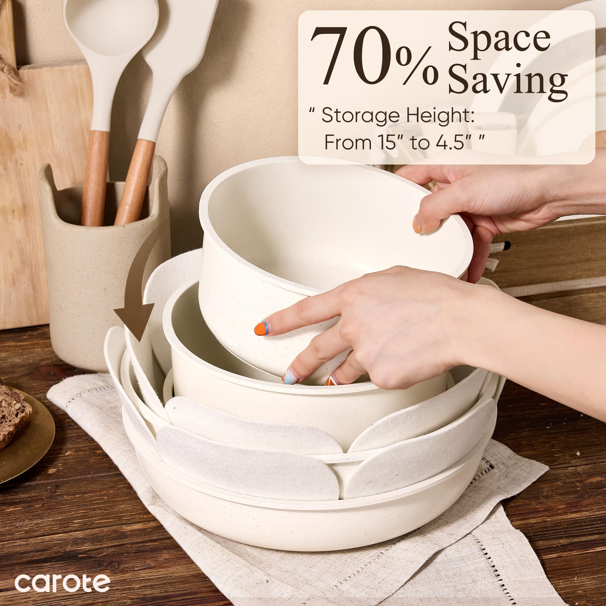 CAROTE 19pcs Pots and Pans Non Stick, Cookware Sets Detachable Handle, Induction Kitchen Pots and... | Amazon (US)
