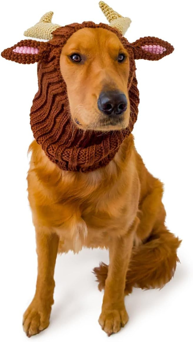 Zoo Snoods Reindeer Costume for Dogs & Cats, Large - Warm No Flap Ear Wrap Hood for Pets, Dog Out... | Amazon (US)