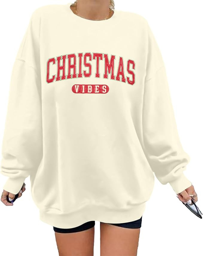 LUKYCILD Christmas Vibes Sweatshirt Women Merry Christmas Shirt Xmas Long Sleeve Shirt Winter Hol... | Amazon (US)