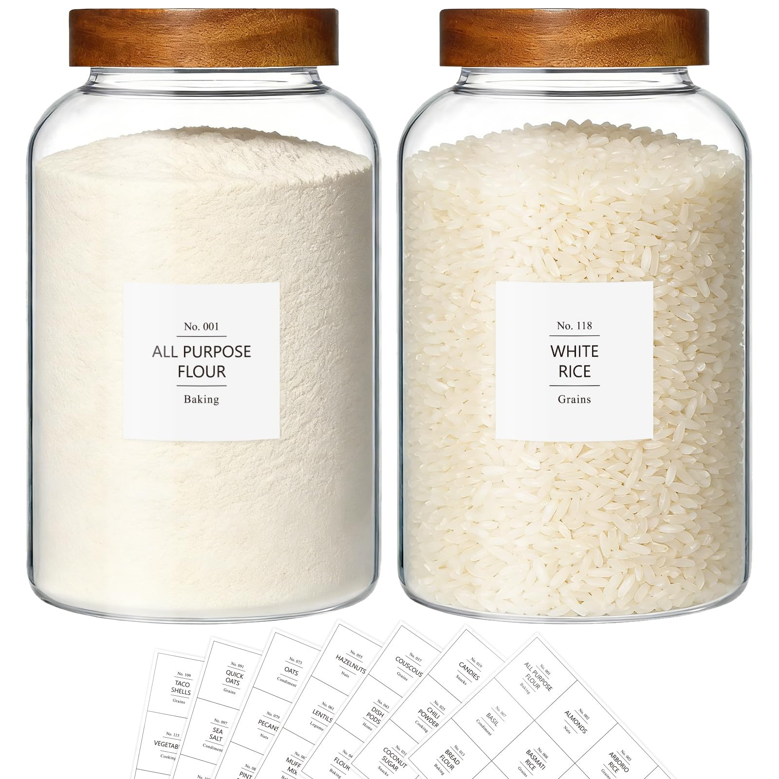 KEYWING 1 Gallon Large Glass Jars With Airtight Lid, 2Pcs Glass Food Storage Containers With Lids... | Amazon (US)