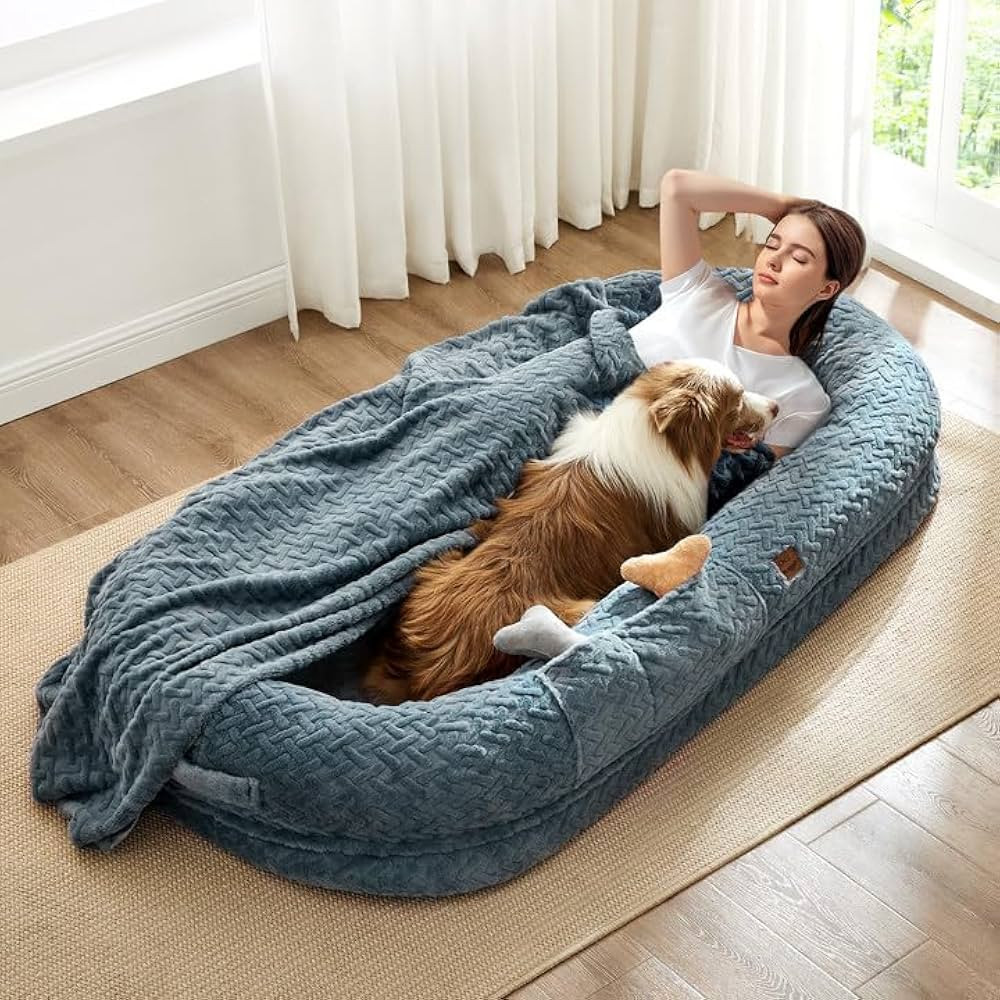 Human Dog Bed for Adult - Luxury Faux Fur Giant Size Dog Bed with Portable Handle, Egg Orthopedic... | Amazon (US)