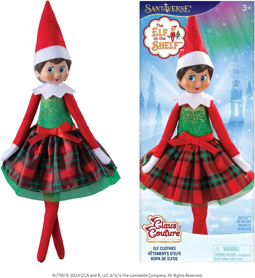The Elf on the Shelf Claus Couture Gifts and Glamour Party Dress for Your Scout Elf - Includes Ti... | Amazon (US)