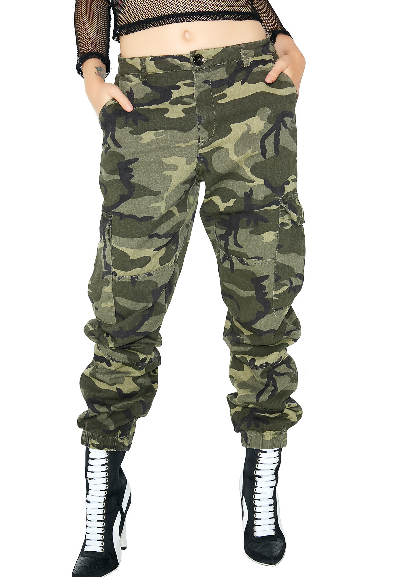 Baggy Cargo Green Camo Pants | Dolls Kill