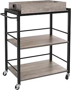 VASAGLE ALINRU Kitchen Serving Cart with Removable Tray, 3-Tier Kitchen Utility Cart on Wheels wi... | Amazon (US)