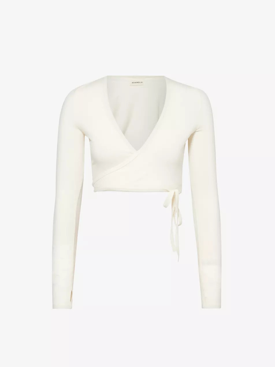Wrap-over cropped knitted cardigan | Selfridges