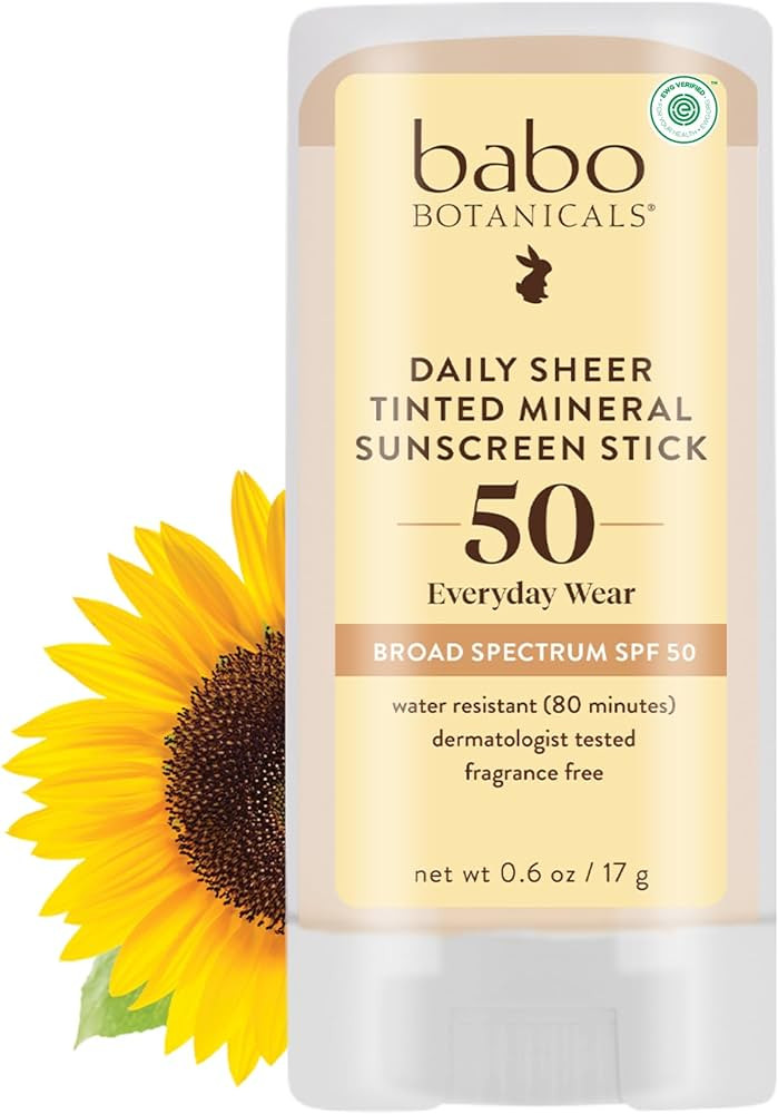 Babo Botanicals Daily Sheer Mineral Tinted Sunscreen Stick SPF50 - Natural Zinc Oxide - For Face ... | Amazon (US)