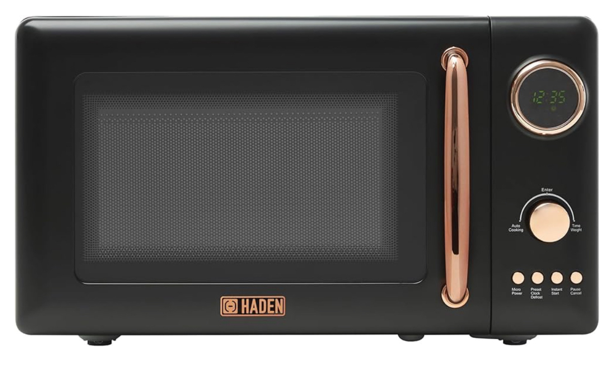 Haden 700 Watt 0.7 Cubic Foot Microwave Oven with Digital Controls, Defrost, and Instant Start Countertop Small Appliance, Black/Copper

#LTKHome