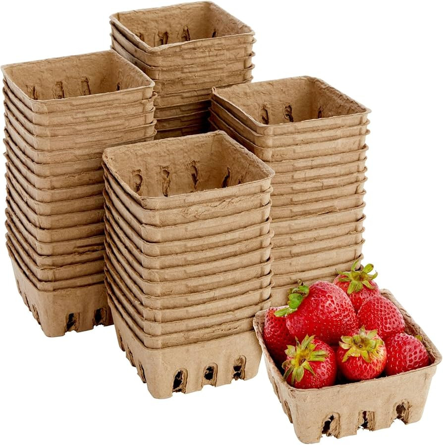 Juvale 60 Pack Pulp Fiber Berry Baskets for Fruits and Vegetables, Farmers Market, Grocery Store,... | Amazon (US)