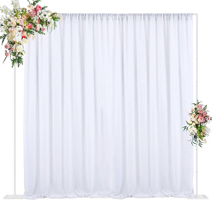 Wokceer 10 FT Backdrop Stand Heavy Duty Pipe and Drape Kit, Adjustable White Backdrop Stands for ... | Amazon (US)