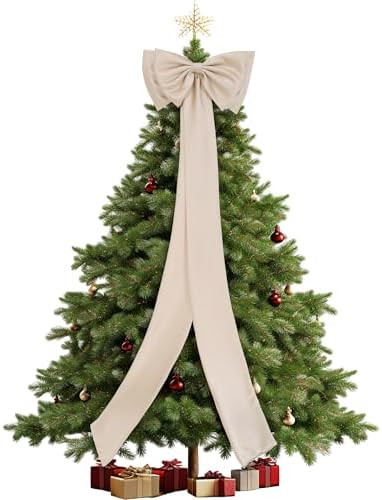 Chuarry Extra Long 67" Satin Bow for Christmas Tree, Detachable Train Removable Sweep Train Waist... | Amazon (US)