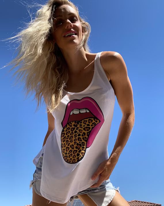 Leopard print tongue tank | Etsy (US)