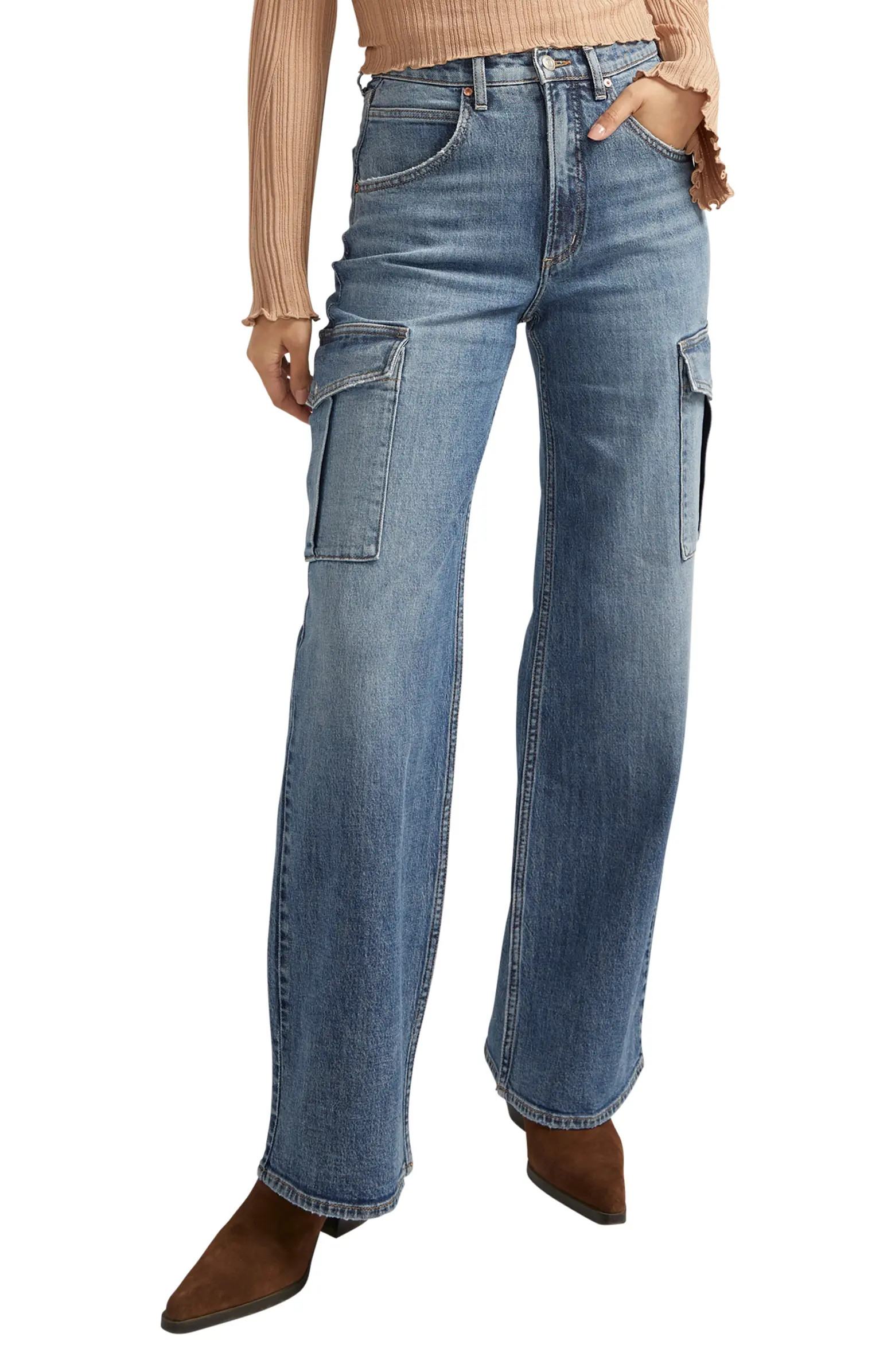 Silver Jeans Co. High Waist Wide Leg Cargo Jeans | Nordstrom | Nordstrom