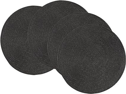 Now Designs Disko Round Placemats, Black, Set of 4 | Amazon (US)