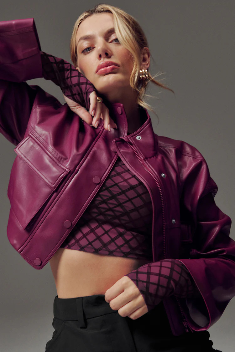 Faux Leather Power Hour Jacket - Wild Berry | Alo Yoga (US)