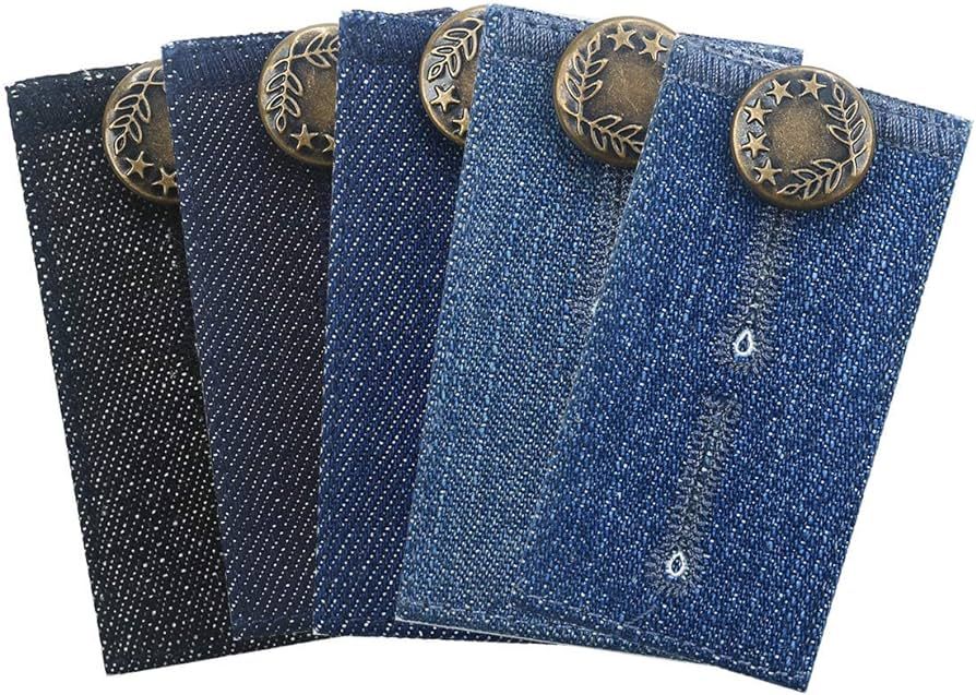 Johnson & Smith Waistband Extenders Button Extender for Pants | Denim Material | Pack of 5 Shades... | Amazon (US)