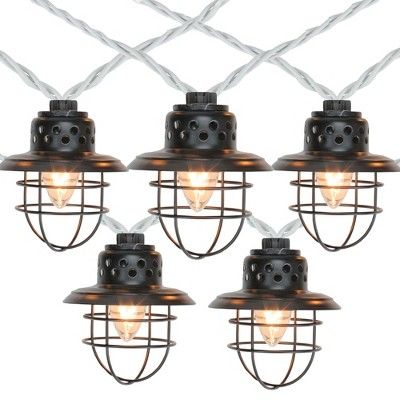 Northlight 10-Count Black Caged Fisherman Lantern Patio String Light Set, 9ft. Black Wire | Target