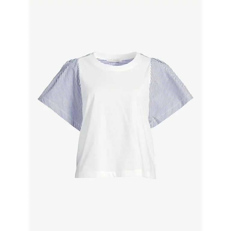 Free Assembly Women's Mixed Top with Short Flounce Sleeves | Walmart (US)