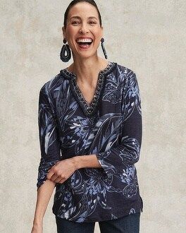 Linen Floral Embellished Tunic | Chico's