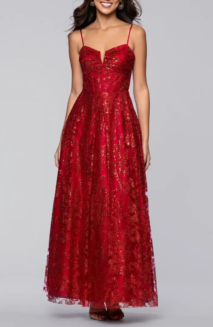 Glitter Sequin Corset Gown | Nordstrom