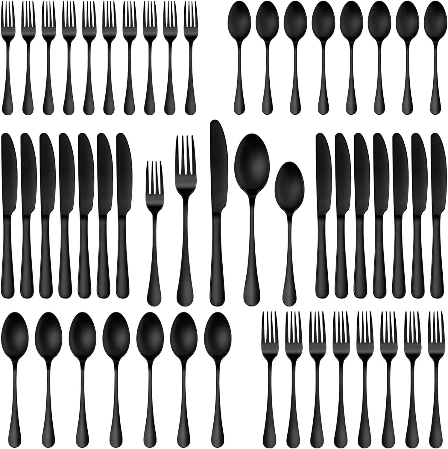 30 Piece Matte Black Silverware Set,Stainless Steel Flatware Cutlery Set Service for 6,Kitchen Ta... | Amazon (US)