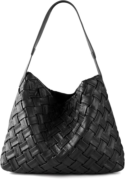 SHARPAD Woven Bag for Women, Vegan Leather Tote Bag, Retro Handbag Purse, Handmade Large Summer B... | Amazon (US)