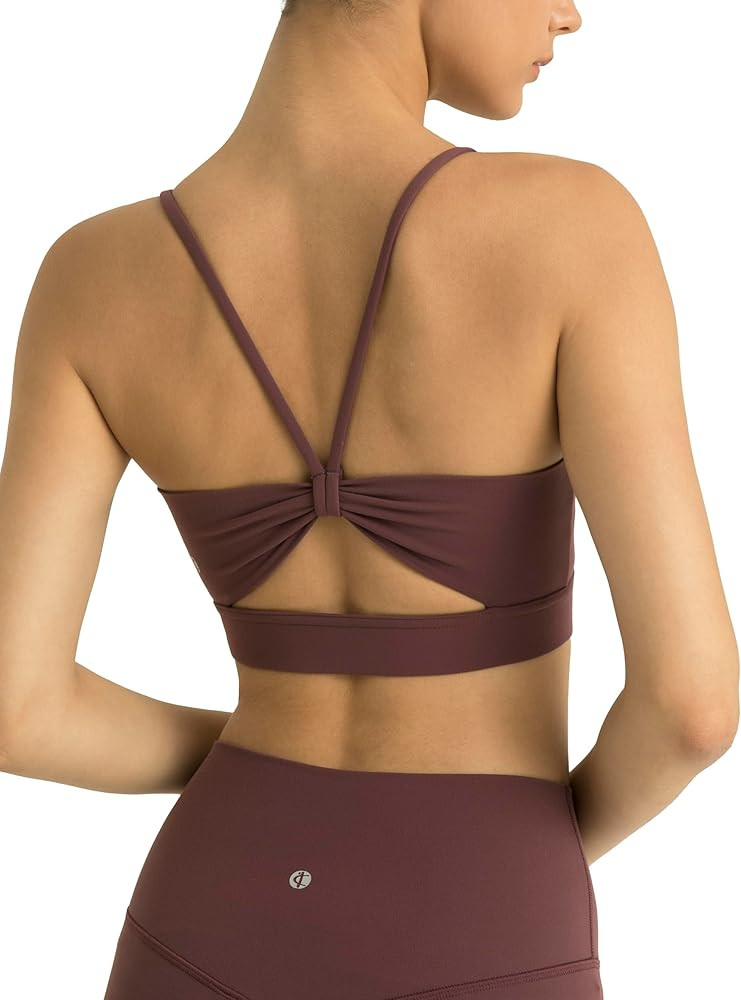 Colorfulkoala Women's Dreamlux Bowknot Strappy Sports Bras Light Impact Workout Yoga Tops | Amazon (US)