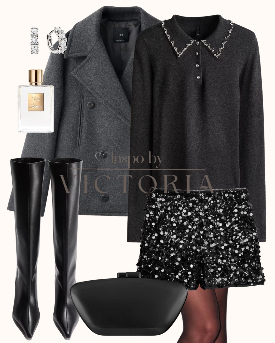 Elegant, polished & party-ready 🥂
Monochrome sparkle is forever classic — pairing sequins with soft knit textures and a tailored coat for effortlessly chic winter nights.🖤

🧥 Structured pea coat for a sleek layer
✨ Embellished collar knit = dainty glam
🖤 Sequin shorts for that festive shine
👢 Tall black boots to elongate the legs
👜 Minimal clutch + crystal accents to finish the look

Saving this outfit for holiday dinners, Christmas parties, NYE and beyond🍸
#ChristmasParty #NYEOutfit  #HolidayGlam

#LTKSeasonal #LTKHoliday #LTKootd