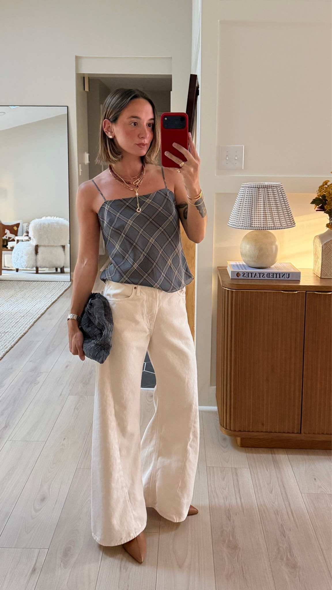 XS top, 24 petite jeans🩶