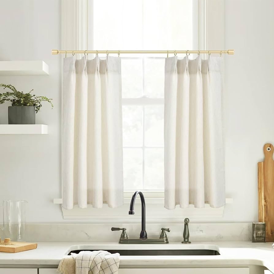 30 Inch Length Curtains for Short Window,Neutral Natural Linen Cotton Fabric Cafe Style Farmhouse... | Amazon (US)
