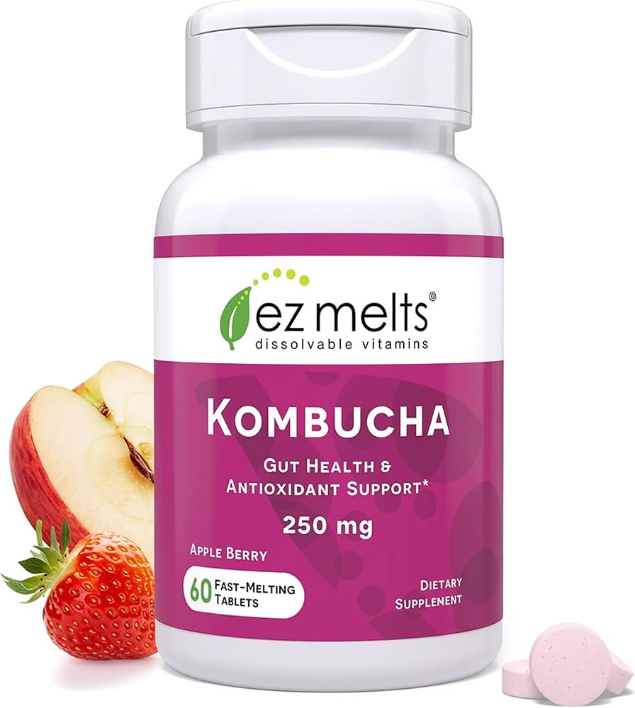EZ Melts Dissolvable Sugar-Free Kombucha Tablets with SCOBY & Apple Cider Vinegar, Gut Health Sup... | Amazon (US)