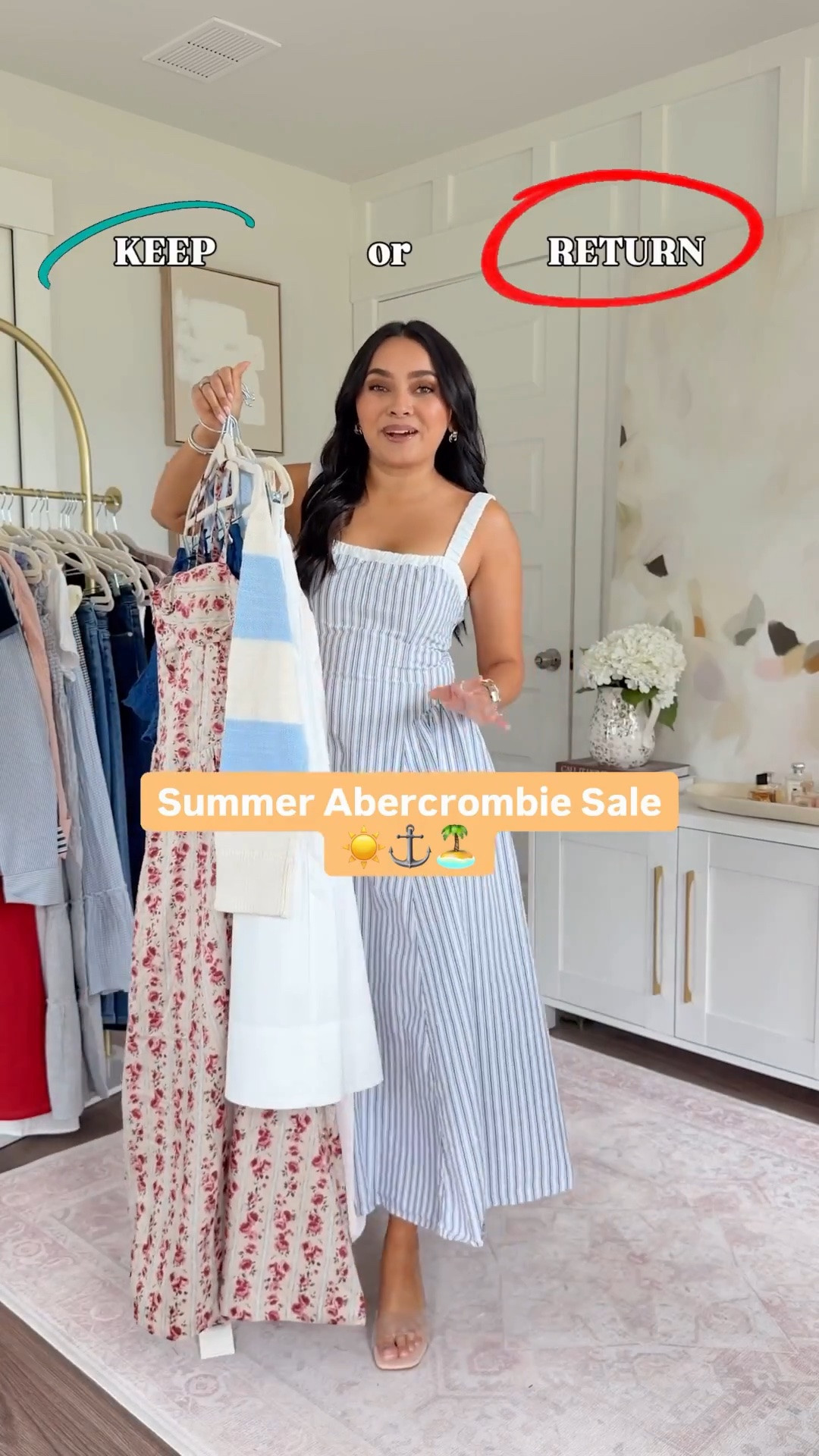 Tops size xxs TTS 
Cream tank size xs - these are more fitted 
Shorts size 26 TTS 
Dresses size xs petite TTS 
Skirt size xs petite TTS
Flat sandals size 5.5 TTS 
Clear heels size 5 TTS


Abercrombie

#LTKSaleAlert #LTKPetite #LTKSeasonal
