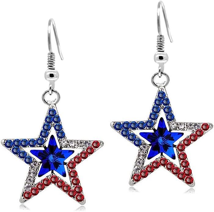 4th of July Earrings & Necklace for Women - Stars & Stripes Jewelry - Red Blue & White Jewelry - ... | Amazon (US)