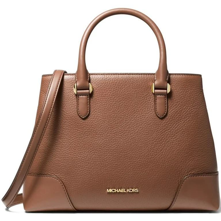 Michael Kors Women's Crosby Small Pebbled Leather Satchel Handbag (Dark Fawn) - Walmart.com | Walmart (US)