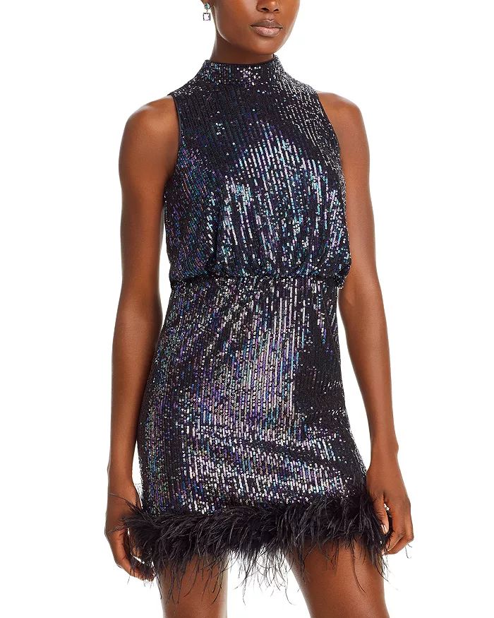 Sequined Feather Hem Mini Dress | Bloomingdale's (US)