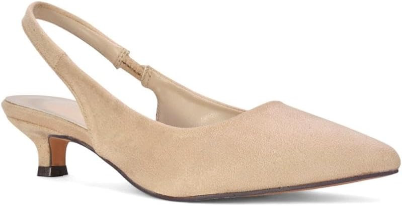ESSEX GLAM Women's Low Kitten Heel Shoes Ladies Faux Suede Slingback Point Toe Party Evening Wedd... | Amazon (UK)
