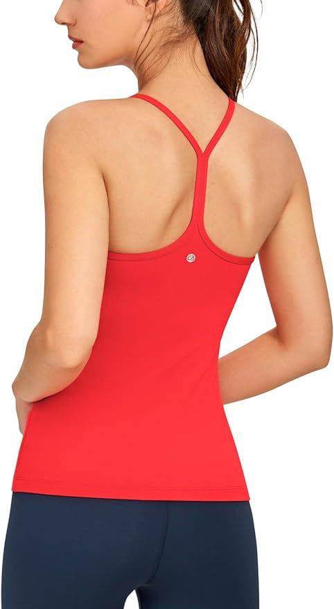 CRZ YOGA Butterluxe Womens Racerback Tank Top with Built in Bra - Spaghetti Thin Strap Padded Wor... | Amazon (US)