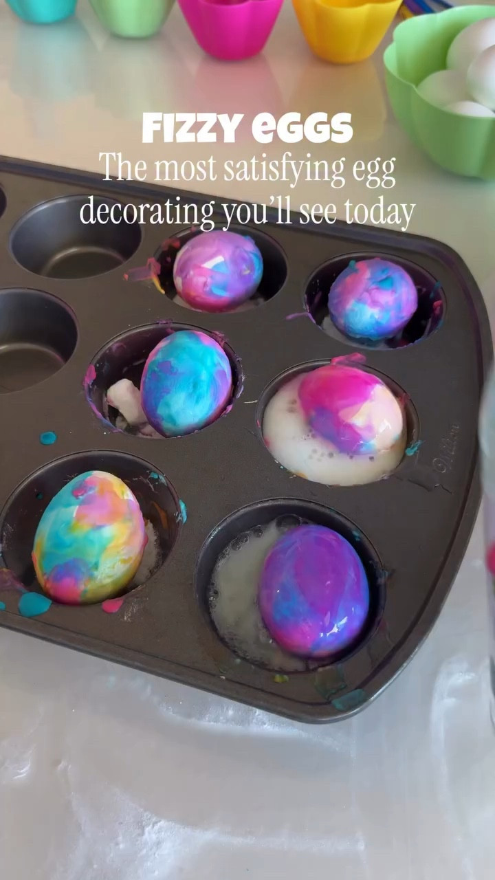 Fizzy eggs are easy for any kid and so fun to watch. My kids just wanted to keep adding vinegar. It was a great experiment too. 🩷💜💚 we will be using these for games this weekend 

What you need
Hard Boiled eggs 
Baking soda
Vinegar
Water
Paint brushes 
Pieties

Mix 1 TBS of baking soda with 2 TBS WATER. Add 5-10 drops of food coloring. Paint eggs as thick as you like. Add a pipette of vinegar on top of the eggs and watch the fun. 

#diymom #craftymom #easteractivities #eastereggs #scienceforkids stemforkids easterdiy springdecor springdiy

#LTKKids #LTKSeasonal #LTKmomlife
