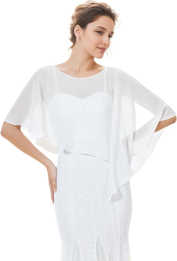 BEAUTELICATE Chiffon Shawl Wrap Sheer Cape Poncho Women Capelet Lightweight Top Cover Up For Summ... | Amazon (UK)