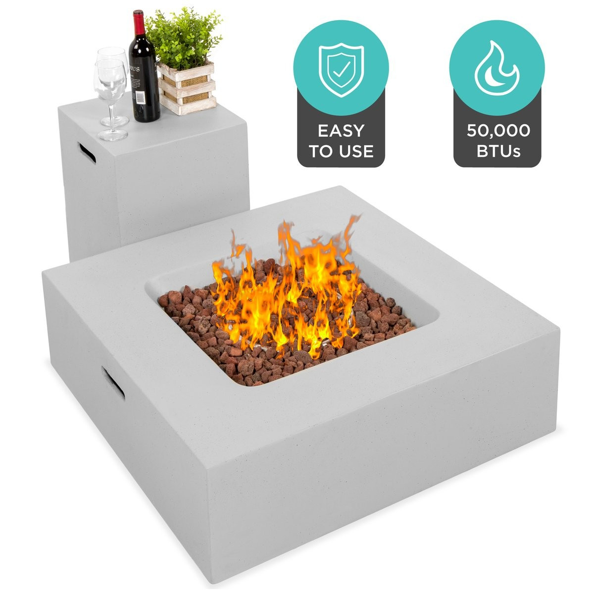 35x35in 40,000 BTU Square Propane Fire Pit Table w/ Gas Tank Storage, Cover | Best Choice Products 