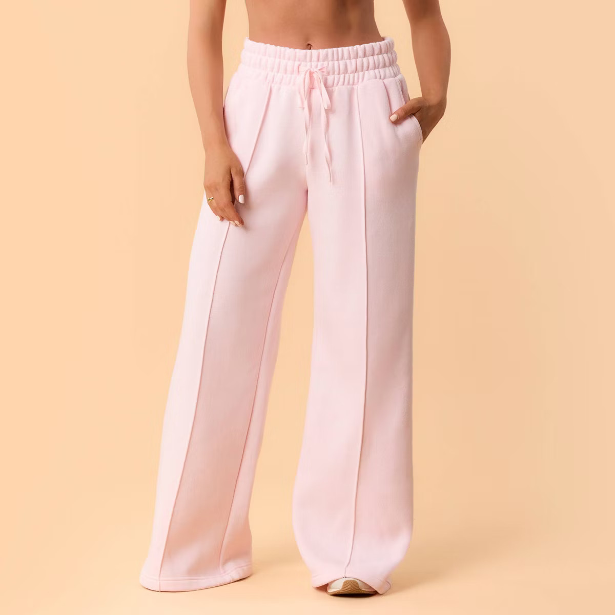 Blogilates Women's Travel Trouser High-Rise Wide Leg Sweatpants - Light Pink M | Target