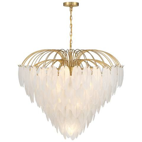 Boa 34"W Warm Brass and Glass Feathers 15-Light Chandelier - #3125F | Lamps Plus | Lamps Plus